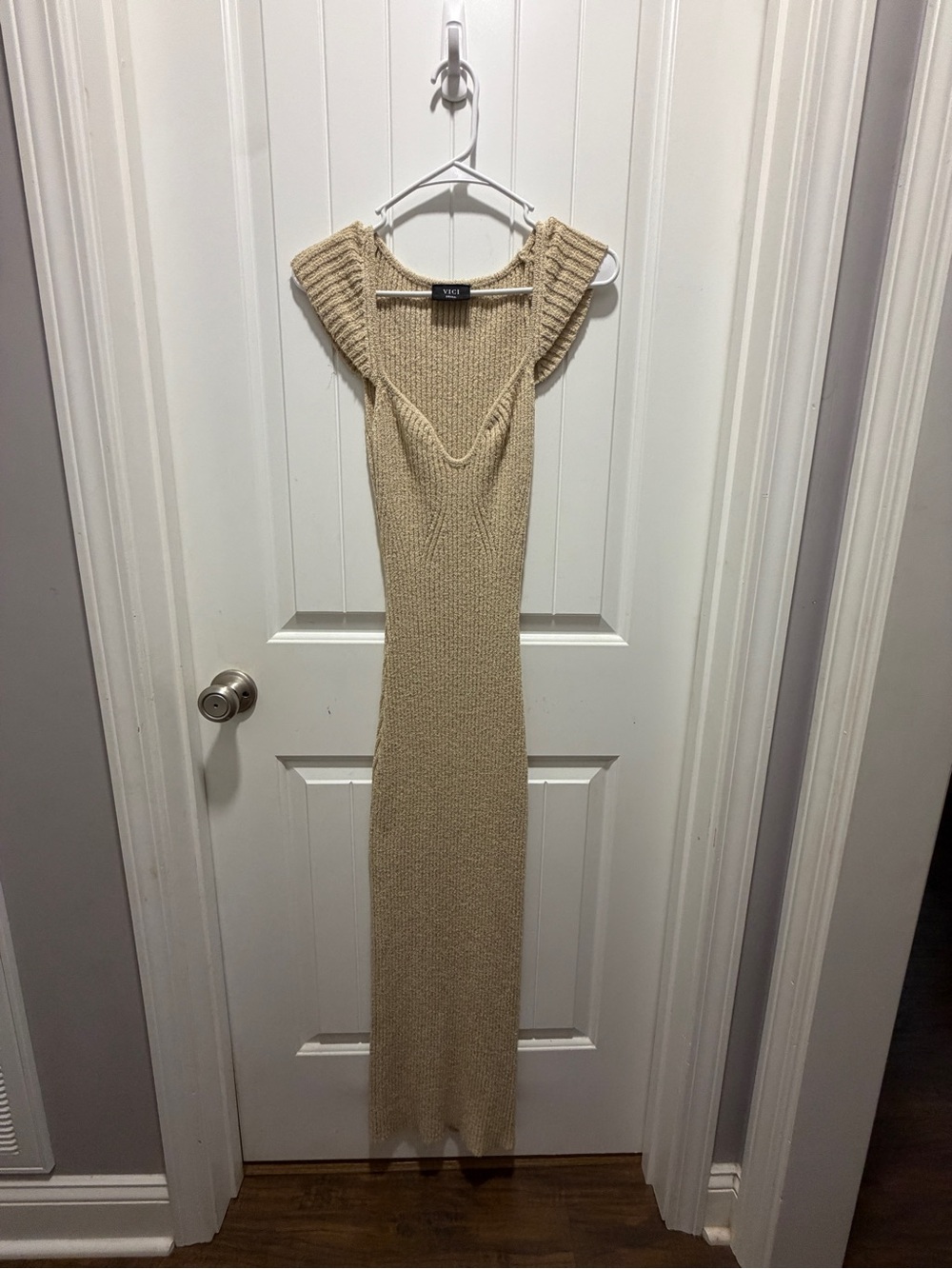 Vici Sleeveless Knit Maxi Dress in Beige